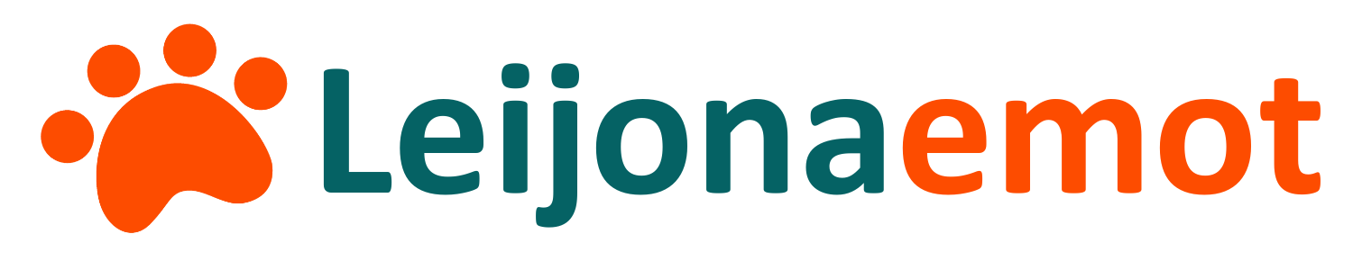 leijonaemot logo: piirretty tassu ja teksti leijonaemot