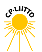 CP-liiton logo keltainen aurinko ja teksti